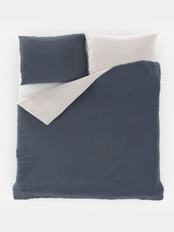 Kvalitex Σατέν γαλλικό παπλωματοθήκη LUXURY COLLECTION 1+2, 240x220, 70x90εκ σκούρο γκρι / λευκό