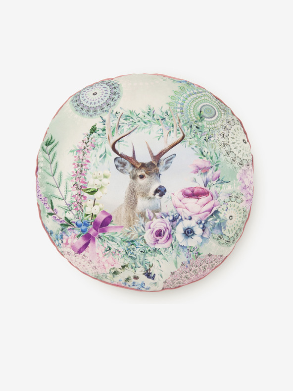 HIP Διάμετρος 55 cm - Ροζ και πράσινο αμφίπλευρο μαξιλάρι με μοτίβο HIP Romini