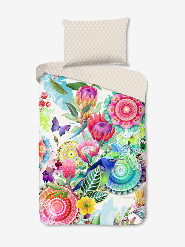 HIP Ροζ και λευκά αναστρέψιμα κλινοσκεπάσματα με μοτίβο HIP Chess 140 x 200 cm