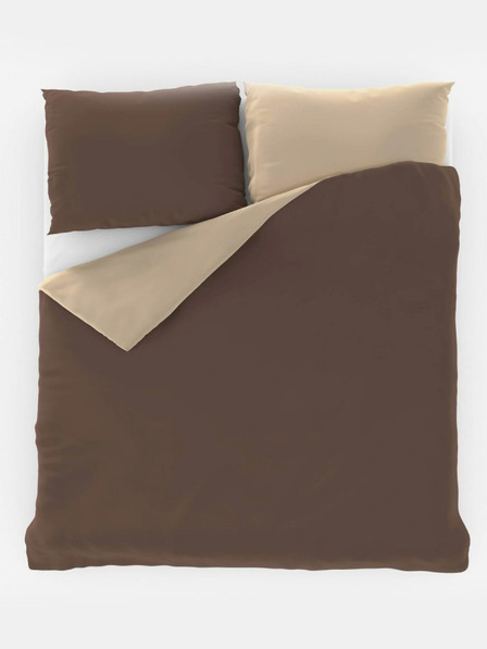 Kvalitex Σατέν γαλλικό παπλωματοθήκη LUXURY COLLECTION 1+2, 240x200, 70x90εκ σκούρο καφέ / μπεζ